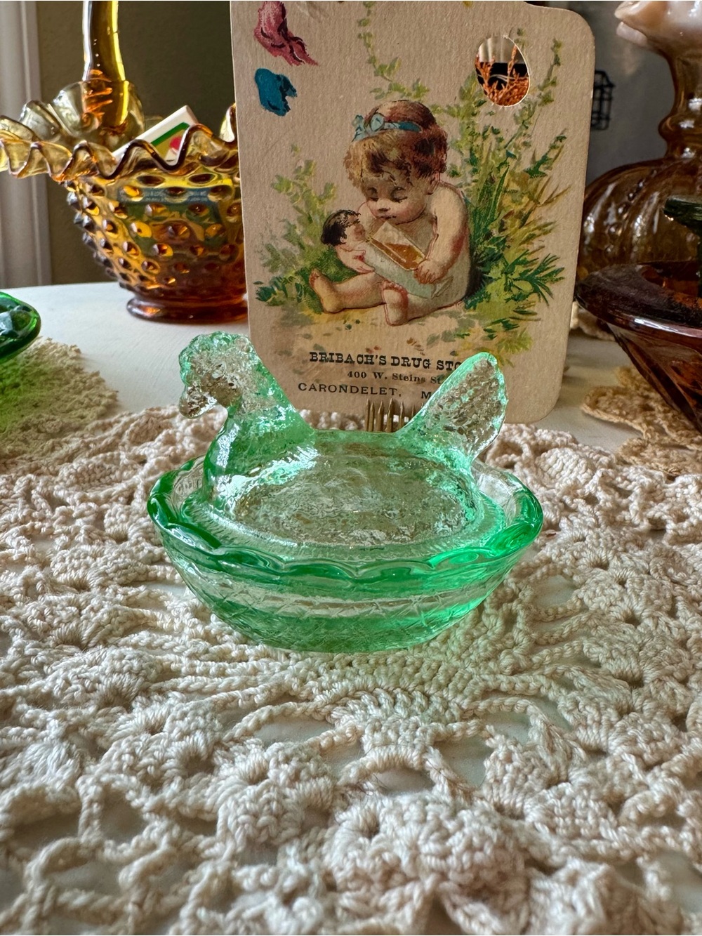 Light Green Hen On Nest Salt Cellar